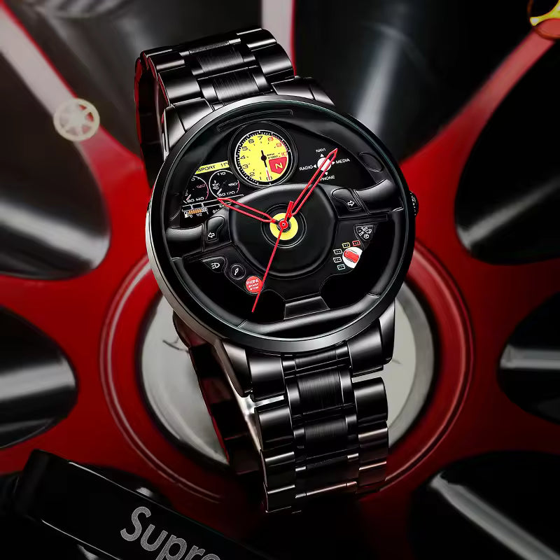 Velocity Car Wheel Men's Waterproof Quartz Watch