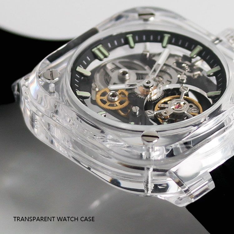 Square Transparent Mechanical Watch | In-House Skeleton OEM