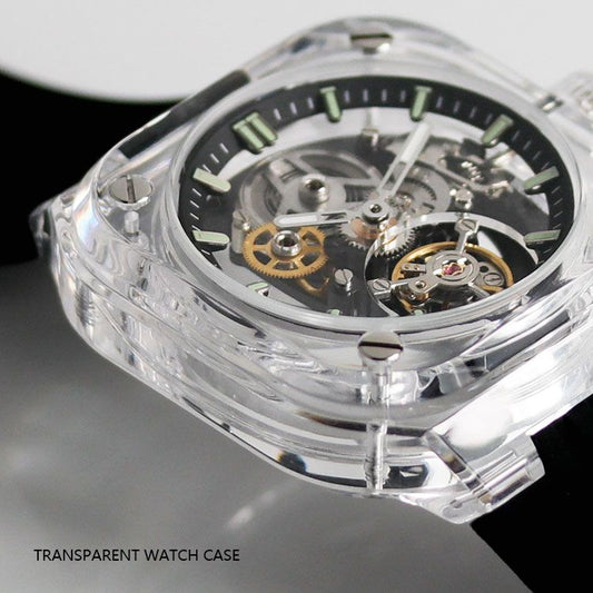 Square Transparent Mechanical Watch | In-House Skeleton OEM