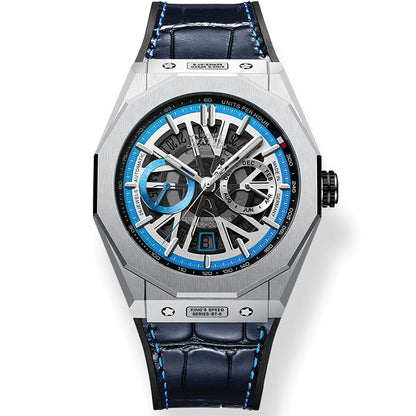 Mont Calibre Blue King Speed Leather Series Automatic Watch