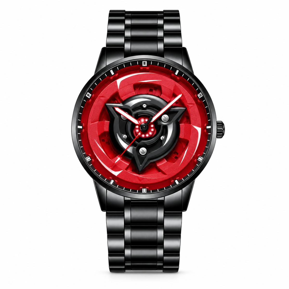 Crimson Vortex Men's Luxury Wristwatch