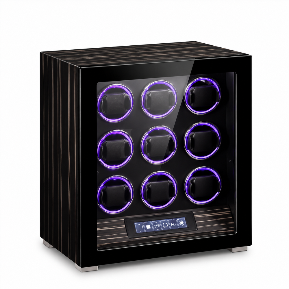 MINEESI Obsidian 9-Slot Luxury Automatic Watch Winder