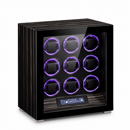 MINEESI Obsidian 9-Slot Luxury Automatic Watch Winder