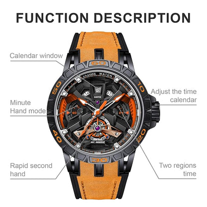 Obsidian X Men's Luxury Skeleton Quartz Watch