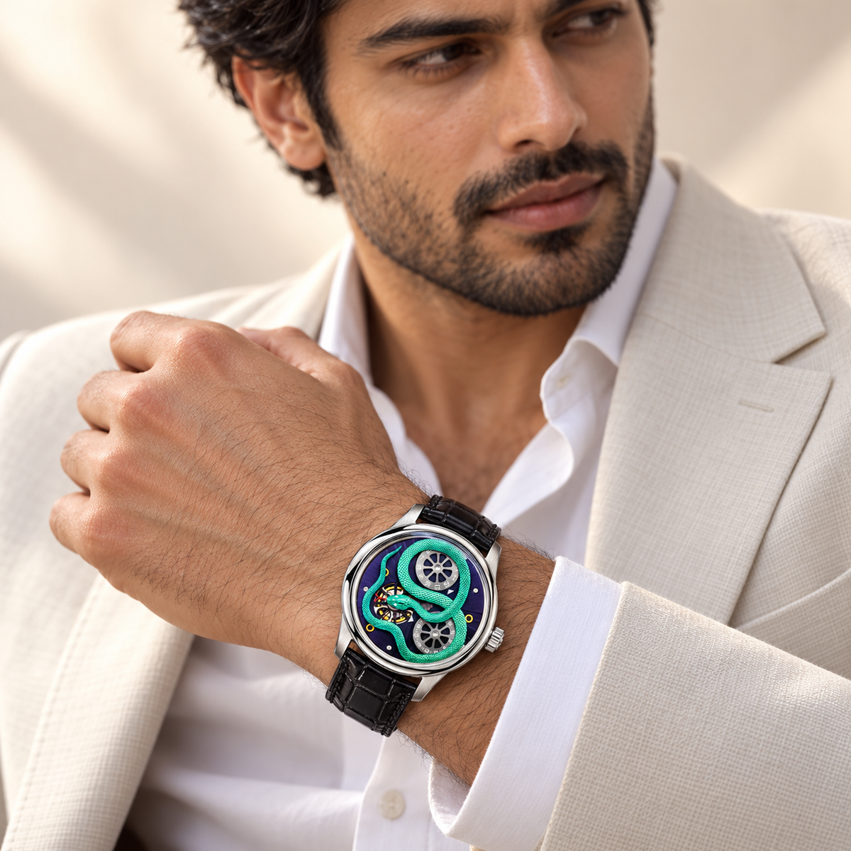 Emerald Serpent Men’s Watch with Green Snake Dial