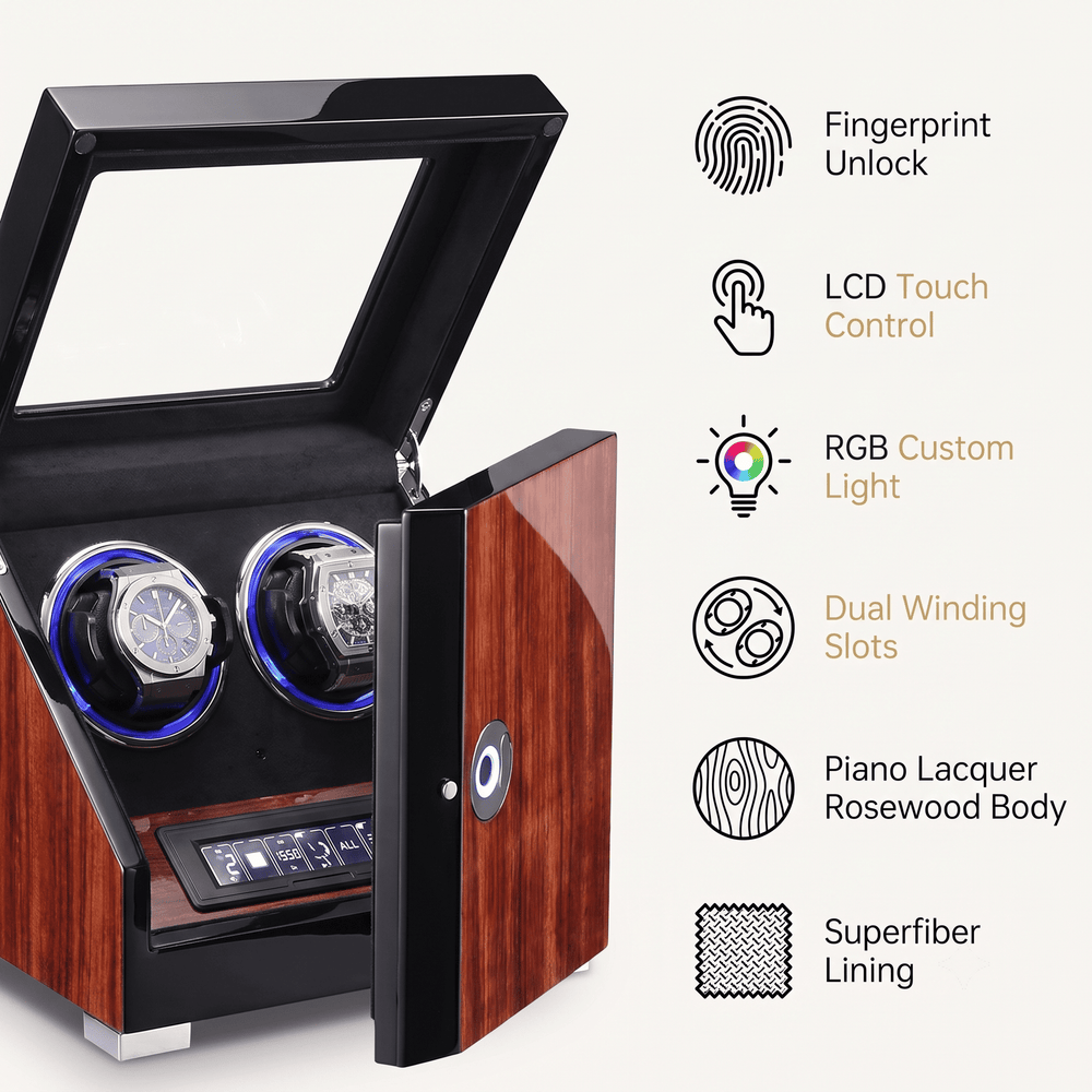 MINEESI Ambassador Signature 2-Slot Luxury Automatic Watch Winder