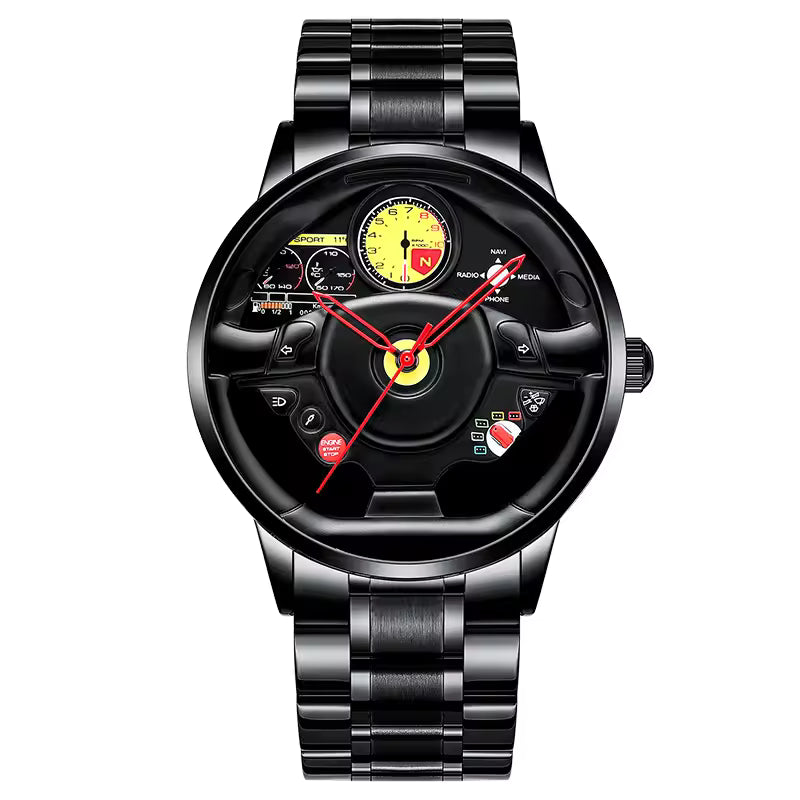 Velocity Car Wheel Men's Waterproof Quartz Watch