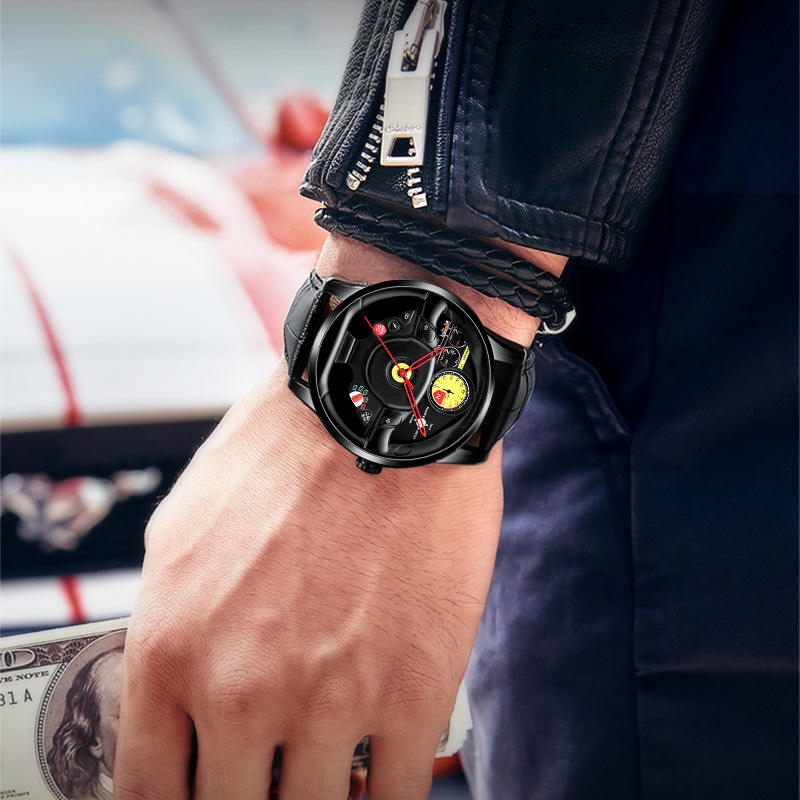 Velocity Car Wheel Men's Waterproof Quartz Watch