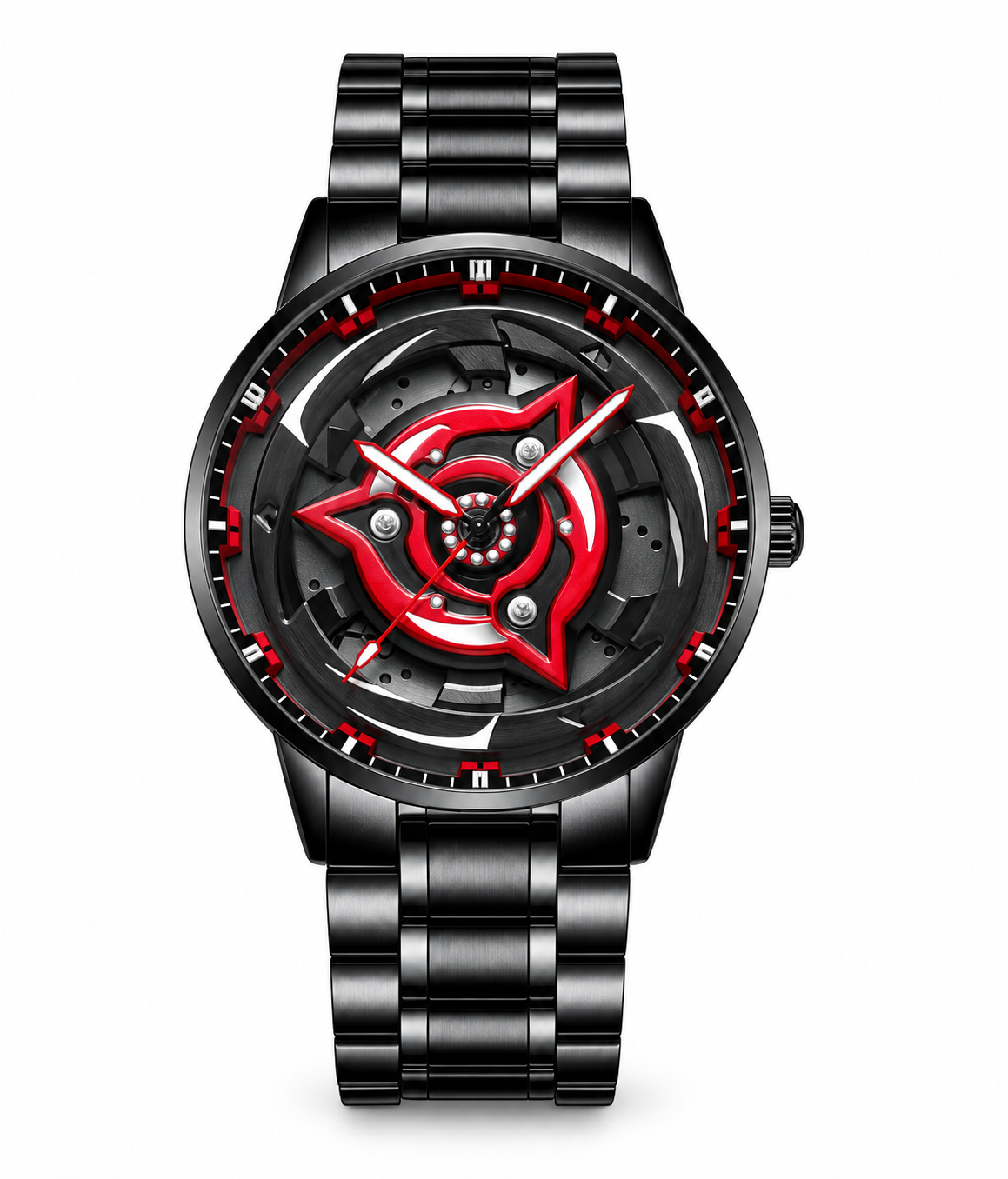 Crimson Vortex Men's Luxury Wristwatch