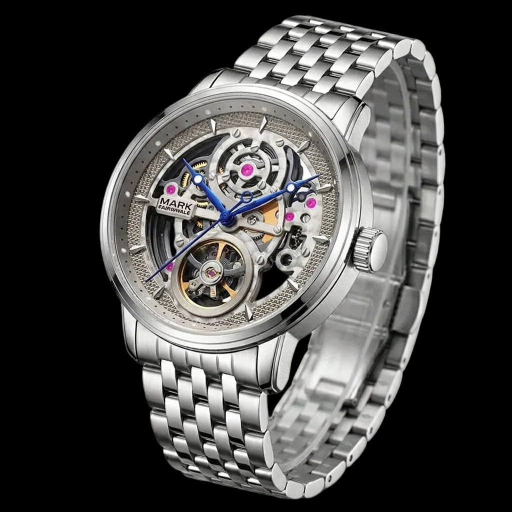 Skeleton Dial Detail With Polished Silver Craftsmanship
