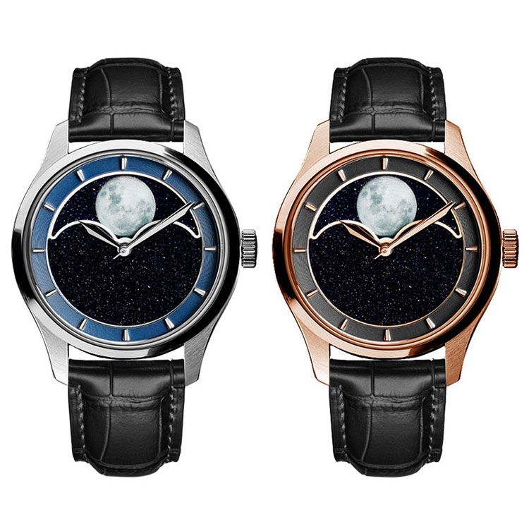 Moonphase Aventurine Watch | High-Beat Mechanical OEM Factory