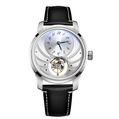 Silver Dial Golden Escapement Mechanical Watch