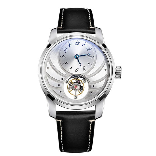 Silver Dial Golden Escapement Mechanical Watch