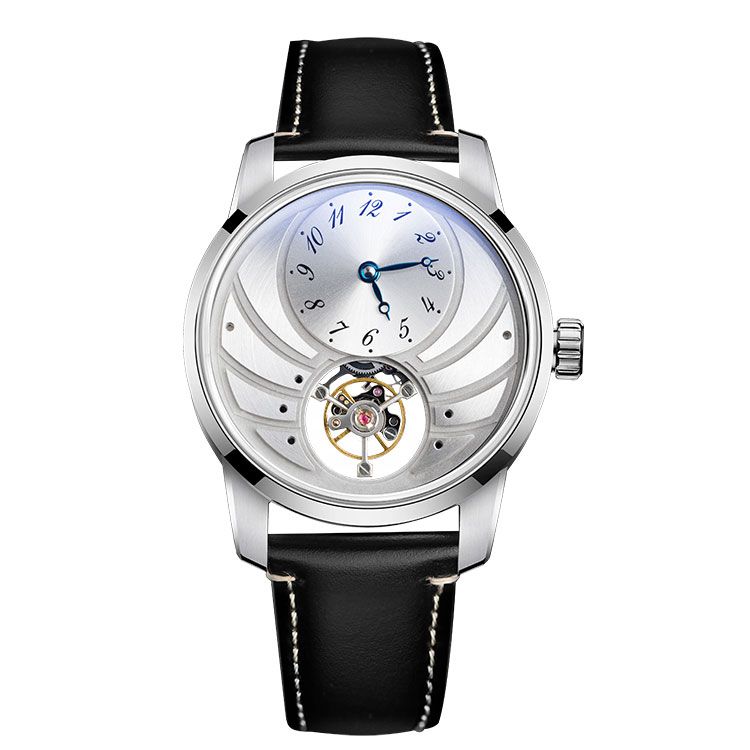 Silver Dial Golden Escapement Mechanical Watch