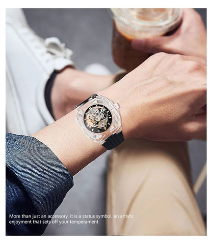 Square Transparent Mechanical Watch | In-House Skeleton OEM