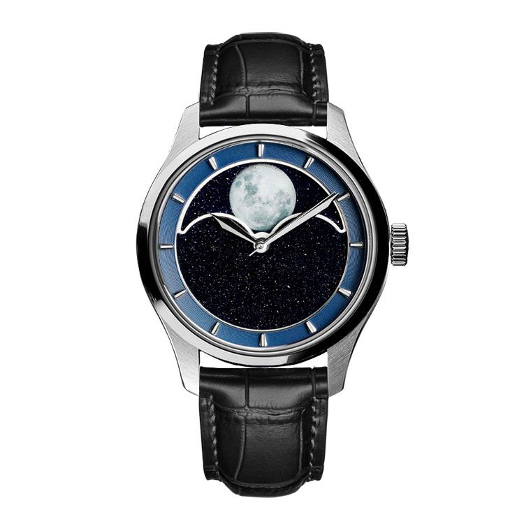 Moonphase Aventurine Watch | High-Beat Mechanical OEM Factory
