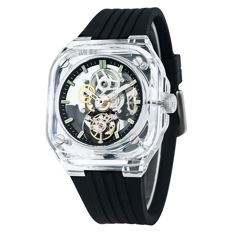 Square Transparent Mechanical Watch | In-House Skeleton OEM
