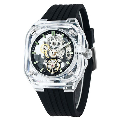 Square Transparent Mechanical Watch | In-House Skeleton OEM
