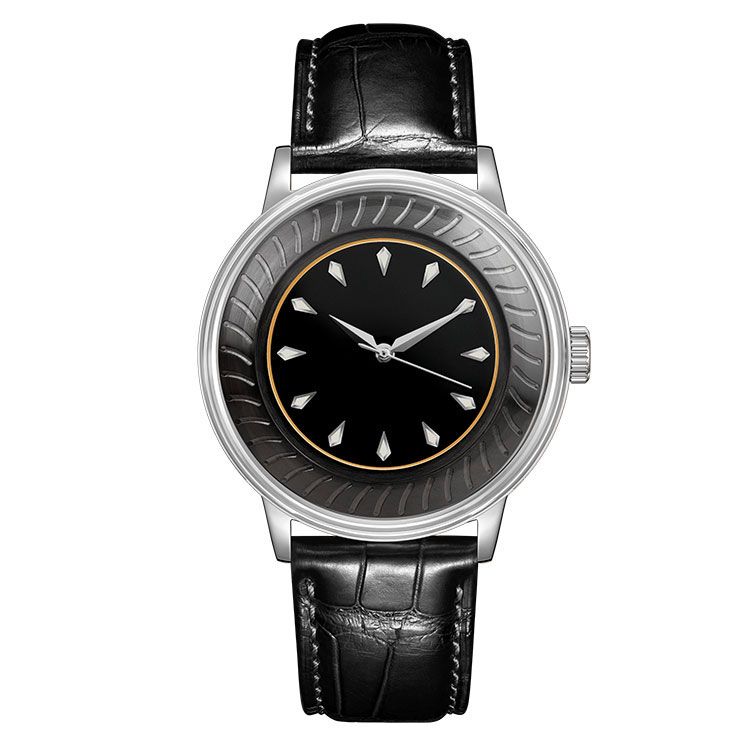 Dome Ripples of Time Black Enamel Black Gold